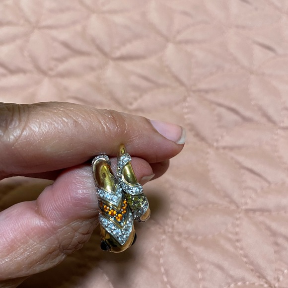 Sterling Silver bejeweled & gilded snake ring - Picture 9 of 13